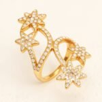 Star - Shaped Diamond - Inlaid Ring, Women's Fashion Hollow Gold Ring | DJ9702J