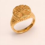 Stylish Men's Gold - and - Silver Stainless Steel Ring with Embossed Pattern | DZ102 - Image 3