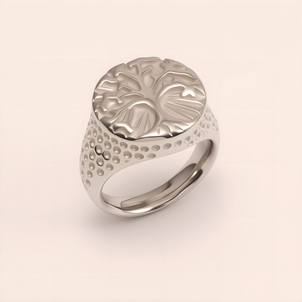 Stylish Men's Gold - and - Silver Stainless Steel Ring with Embossed Pattern | DZ102 - Image 5