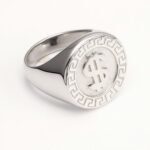 Dollar Sign Retro Meander Silver Ring, Trendy Men's Band | DZ1680 - Image 2