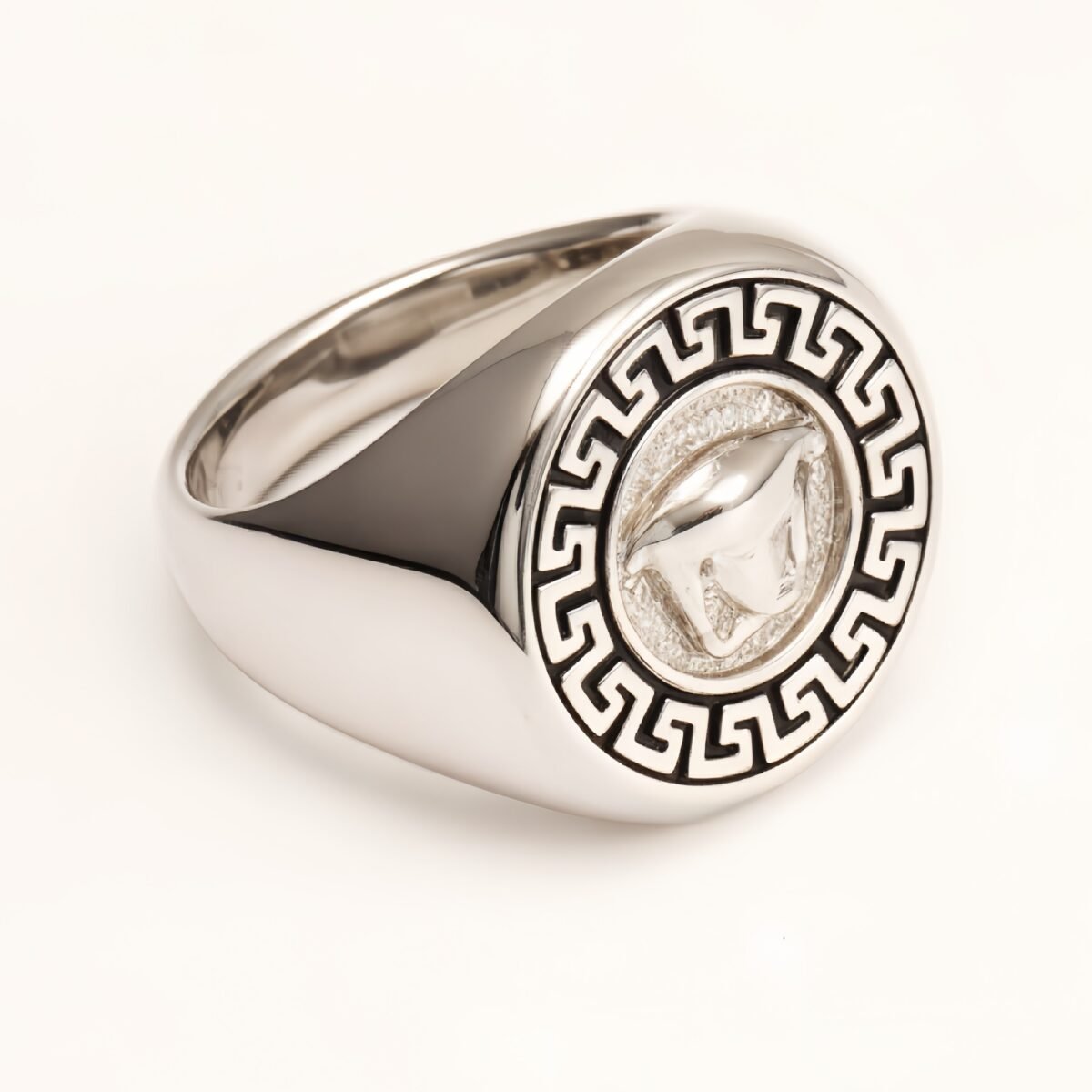 Vintage Greek Key Medusa Head Silver Ring, Trendy Men's Band | DZ255 - Image 2