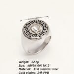 Vintage Greek Key Medusa Head Silver Ring, Trendy Men's Band | DZ255 - Image 4