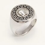 Vintage Greek Key Medusa Head Silver Ring, Trendy Men's Band | DZ255