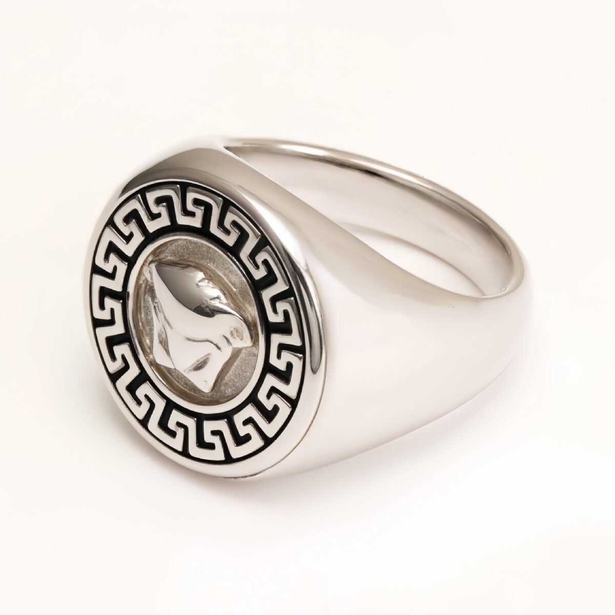 Vintage Greek Key Medusa Head Silver Ring, Trendy Men's Band | DZ255 - Image 3