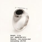 Vintage Meander Black - Faced Silver Ring, Minimalist Band for Trendsetters | DZ474 - Image 4