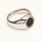 Vintage Meander Black - Faced Silver Ring, Minimalist Band for Trendsetters | DZ474 - Image 3