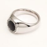 Vintage Meander Black - Faced Silver Ring, Minimalist Band for Trendsetters | DZ474 - Image 2