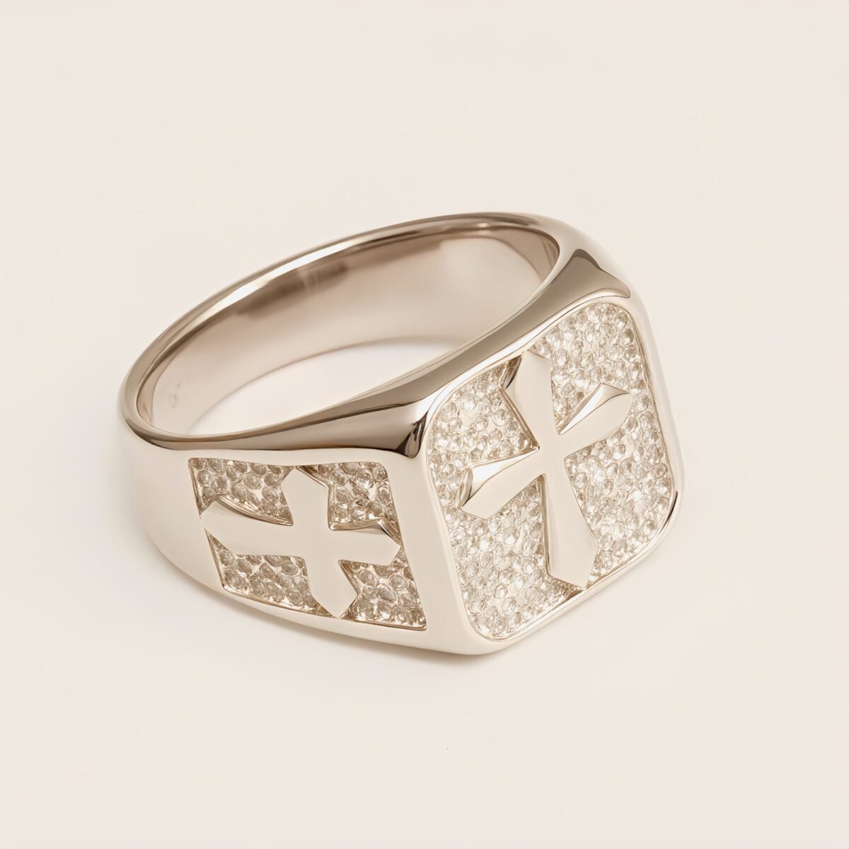 Trendy Men's Gold - and - Silver Stainless Steel Ring with Cross Pattern | DZ522 - Image 6