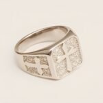 Trendy Men's Gold - and - Silver Stainless Steel Ring with Cross Pattern | DZ522 - Image 6