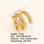 Luxurious Three - Layer Gold and Diamond Ring, Fashionable Stacked Style for Women | DJ9701J - Image 4