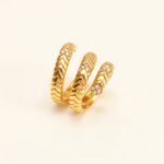 Luxurious Three - Layer Gold and Diamond Ring, Fashionable Stacked Style for Women | DJ9701J - Image 3