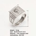 Silver Men's Ring with Lion Head and Greek Meander Pattern | G002053 - Image 4