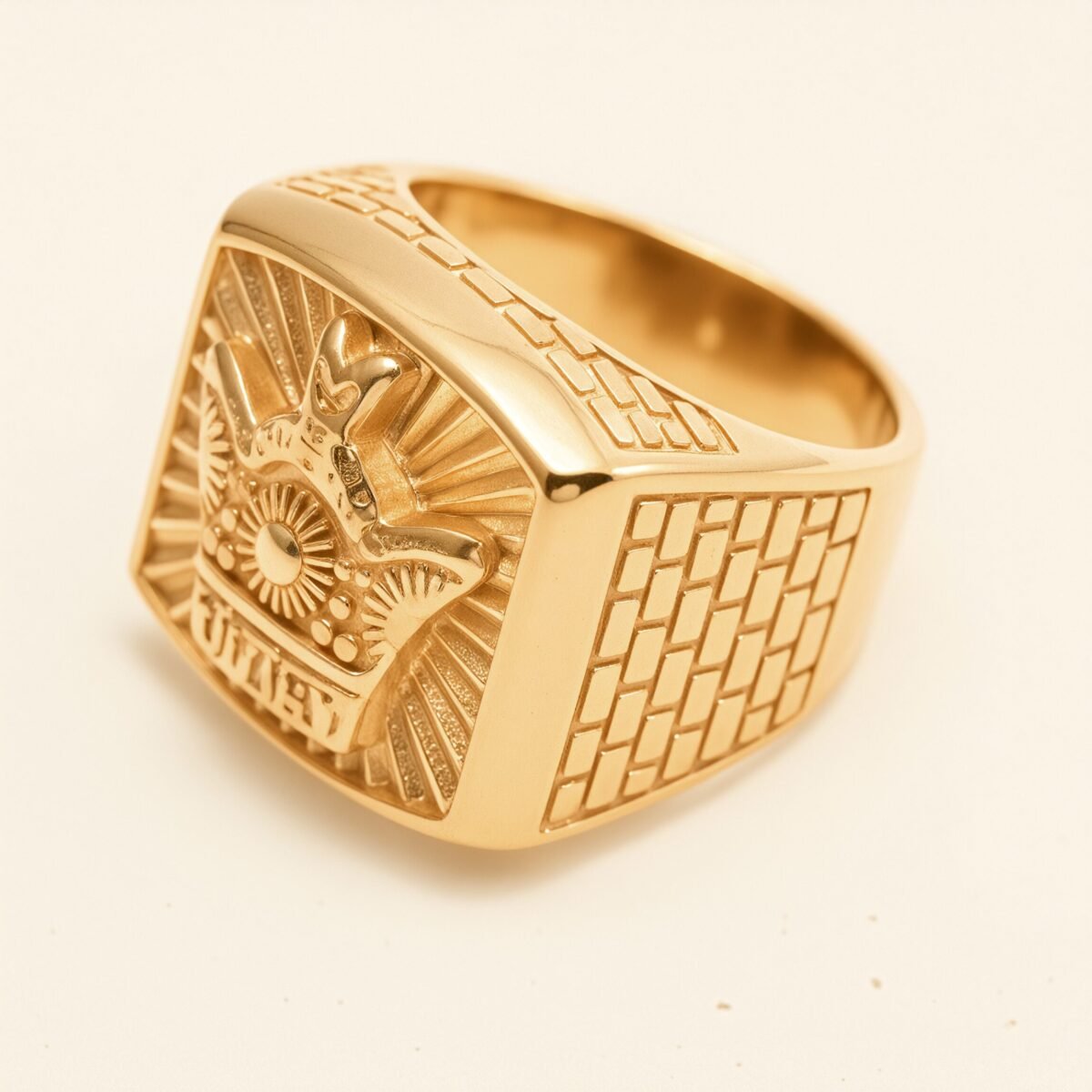 Vintage Engraved Gold - Tone Ring, Trendy Men's Statement Jewelry |G003771 - Image 2