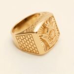 Vintage Engraved Gold - Tone Ring, Trendy Men's Statement Jewelry |G003771 - Image 3