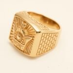 Vintage Engraved Gold - Tone Ring, Trendy Men's Statement Jewelry |G003771 - Image 2