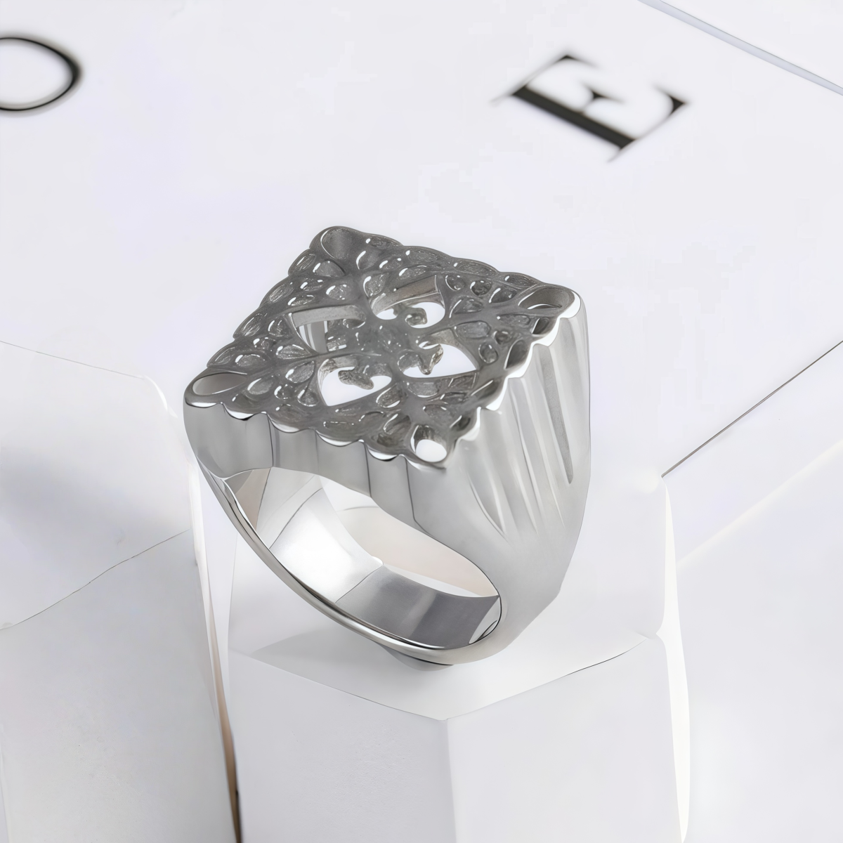 Women's Luxury Gold Wide Floral Ring | G003992 - Image 5
