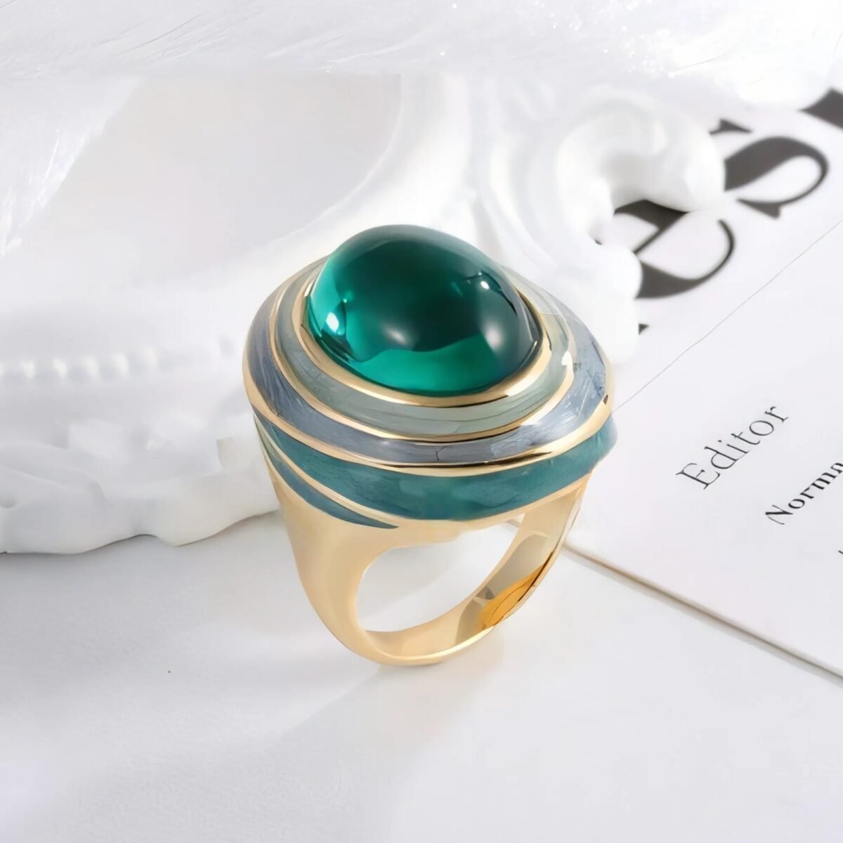 Elegant Multilayer Gemstone Decorative Stainless Steel Ring Women's Ring | G004470 - Image 4