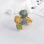 Bold Stainless Steel Ring with Green and Blue Floral Design for Women | G004481 - Image 4