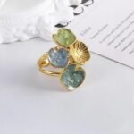 Bold Stainless Steel Ring with Green and Blue Floral Design for Women | G004481 - Image 3