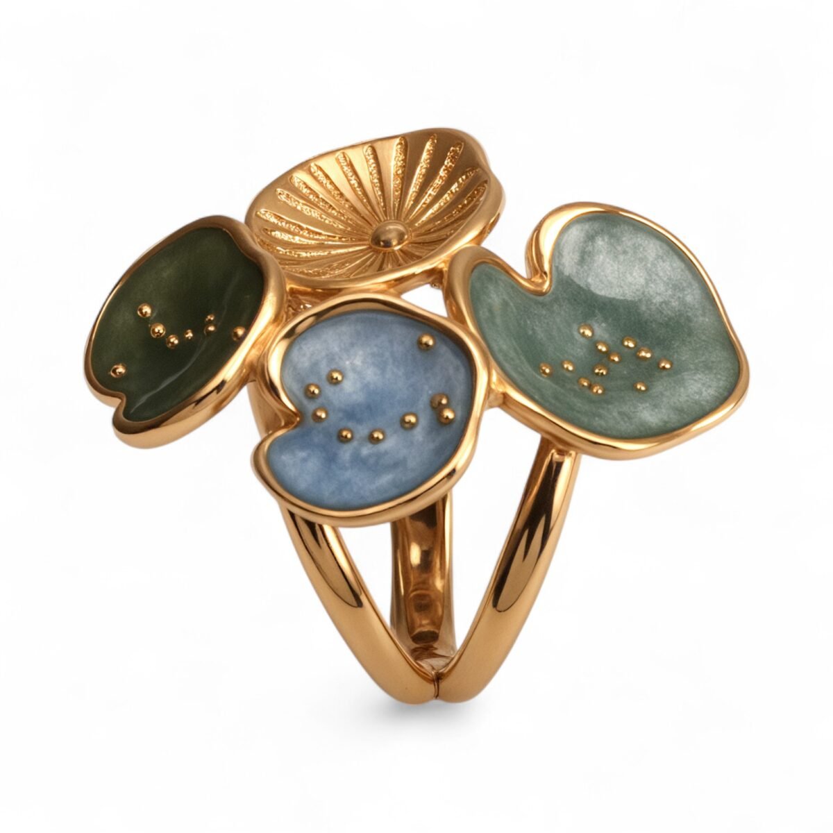 Creative Leaf Design Epoxy Resin Stainless Steel Women's Ring - Image 3