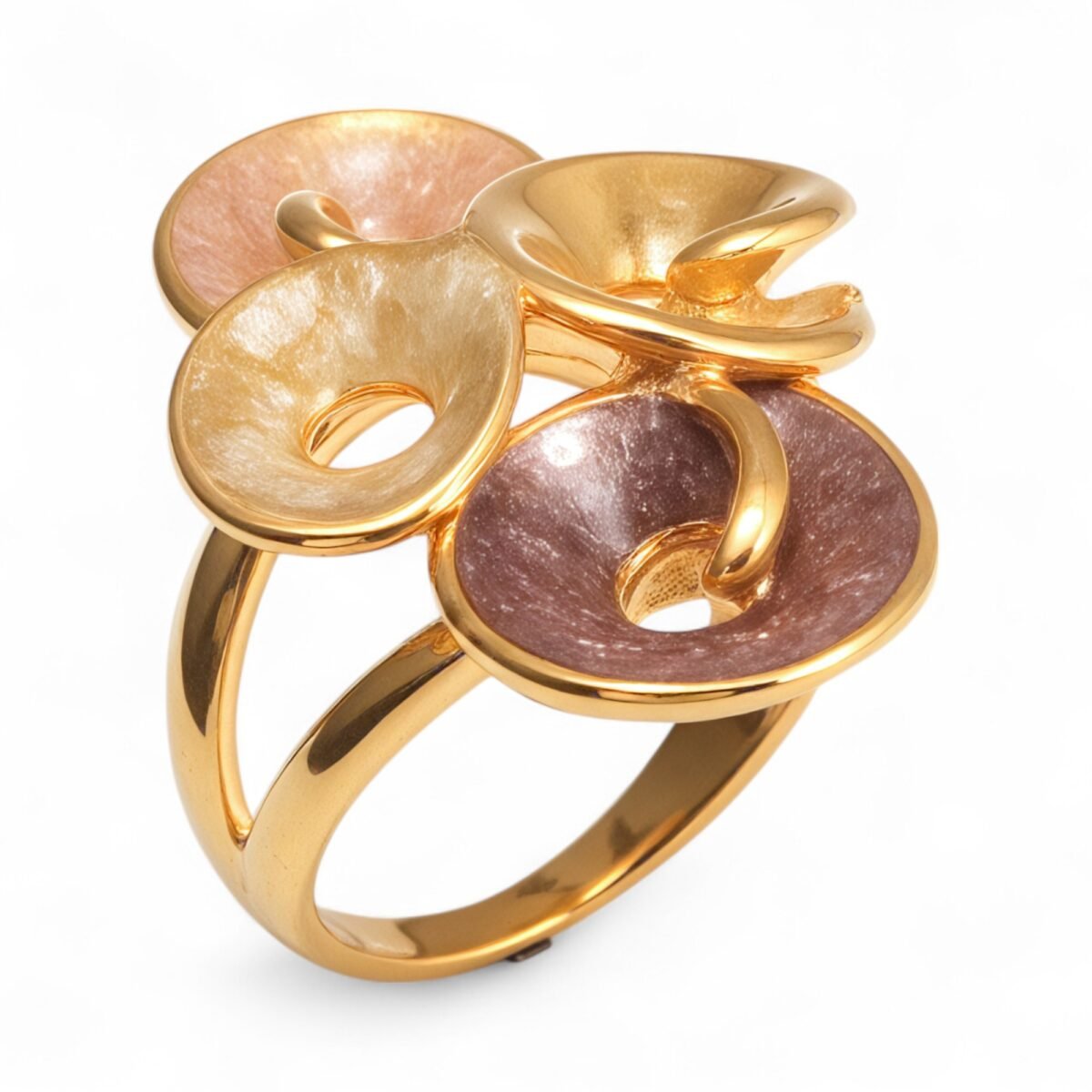 Creative Leaf Design Epoxy Resin Stainless Steel Women's Ring - Image 5