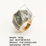Shell - Shaped Enamel Ring, Fashionable & Versatile Band  | G004483 - Image 3