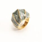 Shell - Shaped Enamel Ring, Fashionable & Versatile Band  | G004483 - Image 2