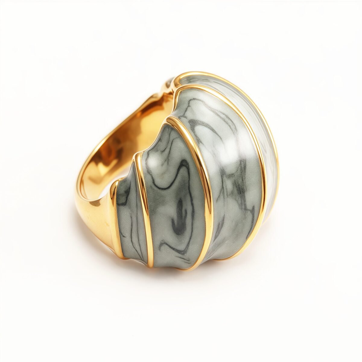Shell - Shaped Enamel Ring, Fashionable & Versatile Band  | G004483 - Image 5