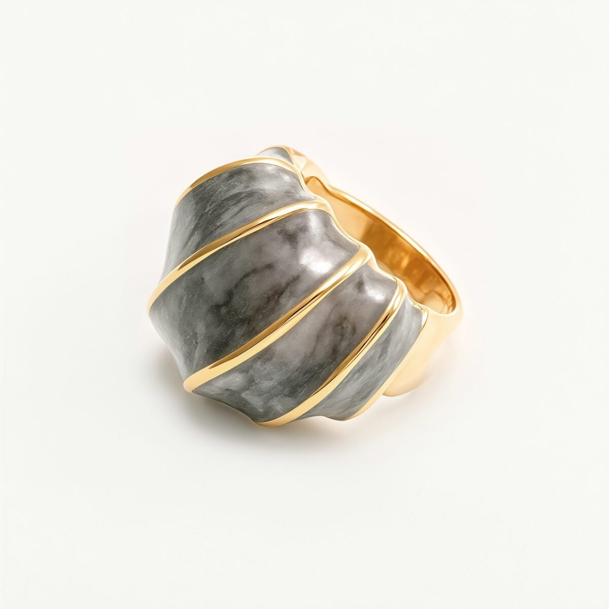 Shell - Shaped Enamel Ring, Fashionable & Versatile Band  | G004483 - Image 4