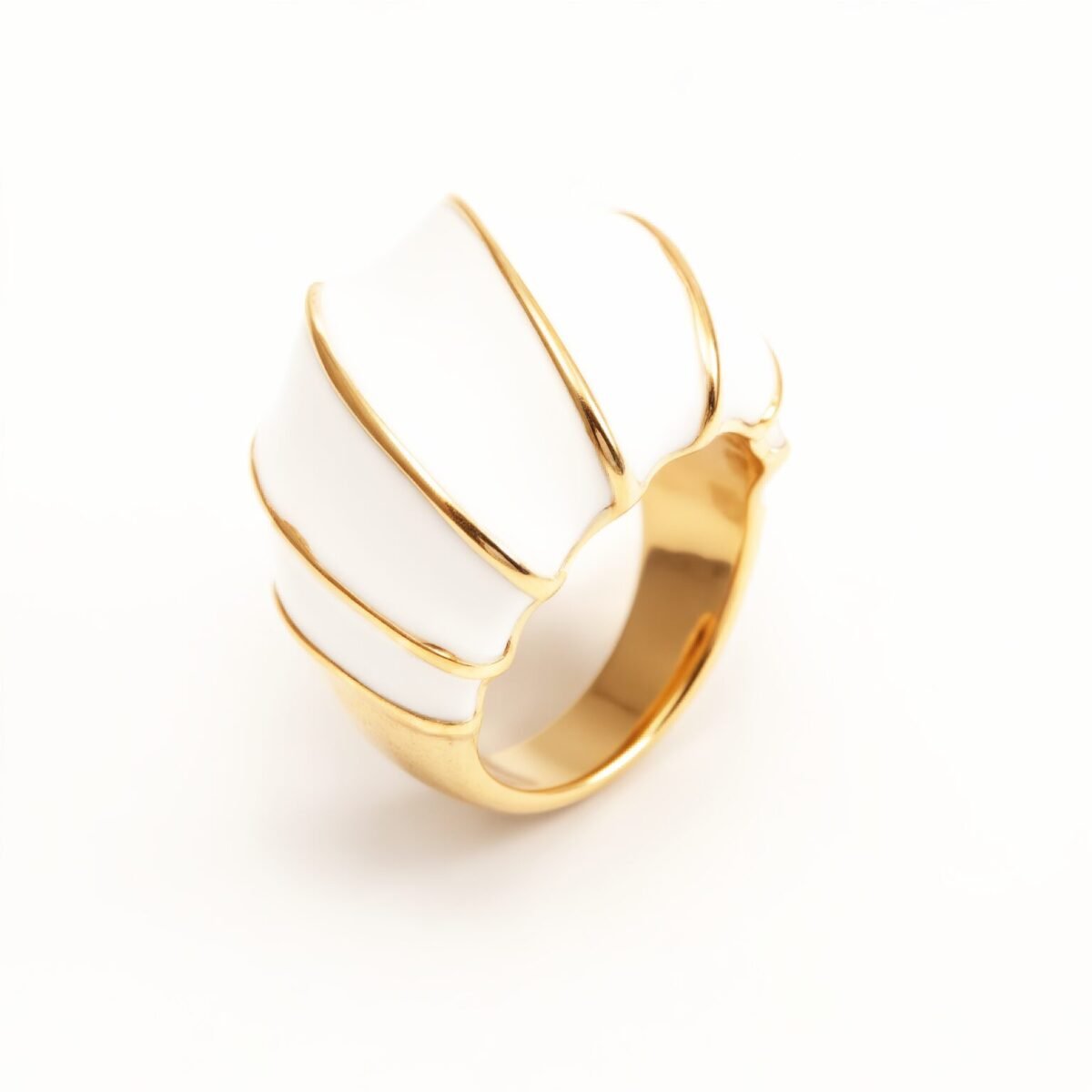 Shell - Shaped Enamel Ring, Fashionable & Versatile Band  | G004483 - Image 6