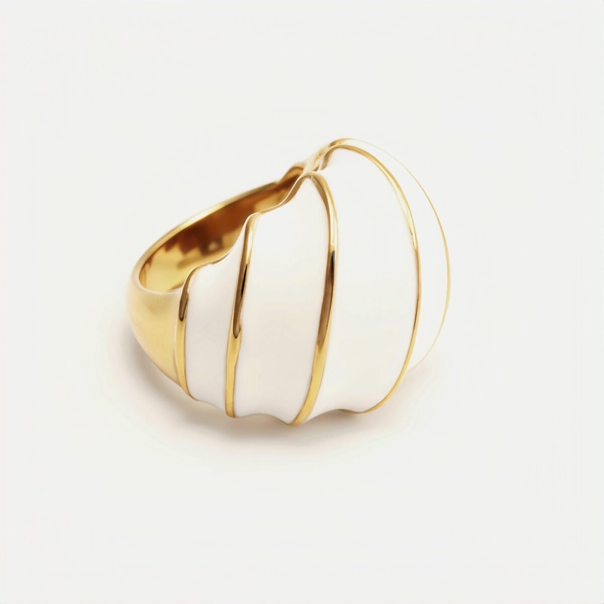 Shell - Shaped Enamel Ring, Fashionable & Versatile Band  | G004483 - Image 7