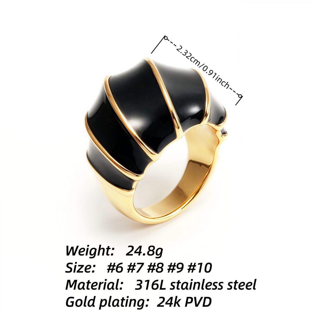 Shell - Shaped Enamel Ring, Fashionable & Versatile Band  | G004483 - Image 9