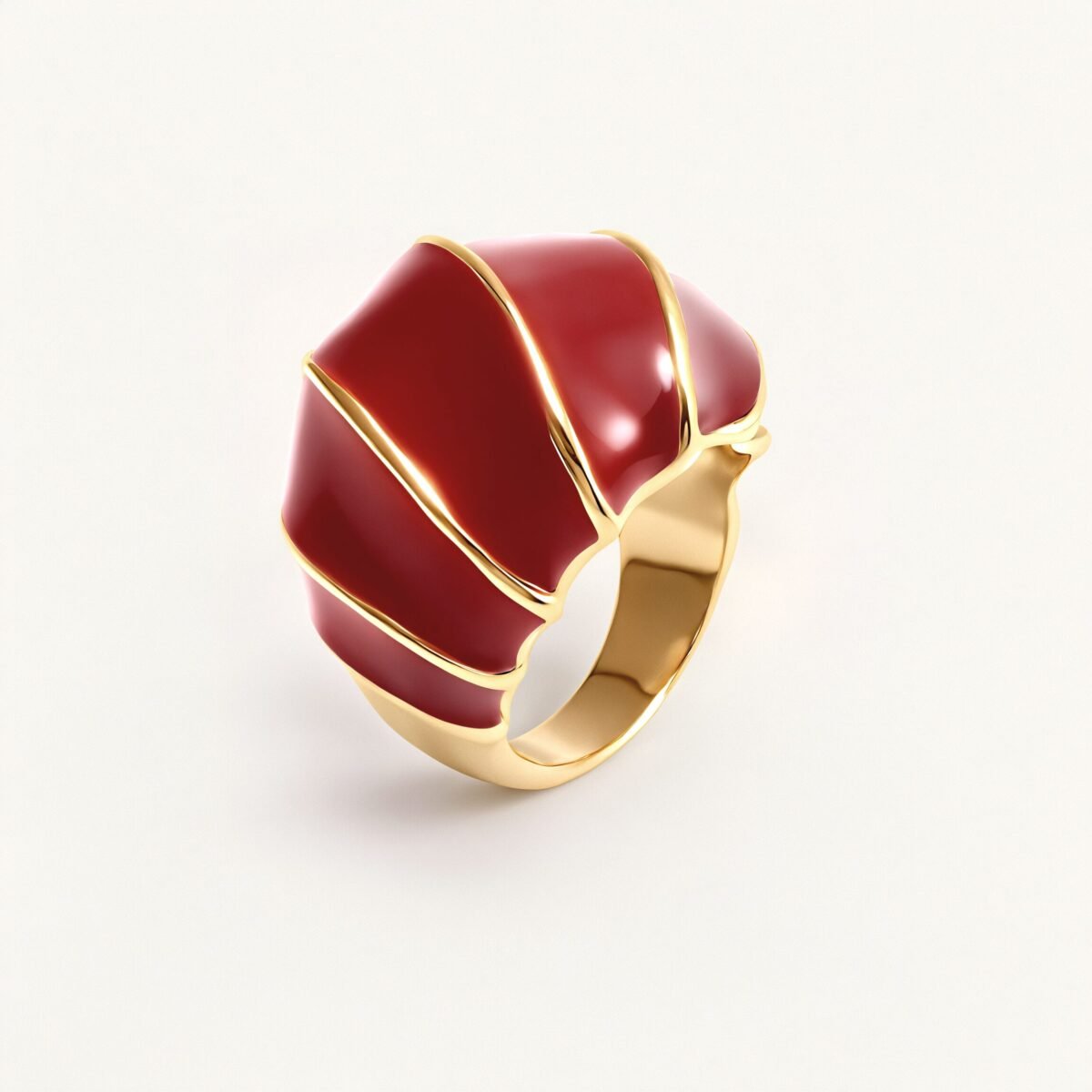 Shell - Shaped Enamel Ring, Fashionable & Versatile Band  | G004483 - Image 12