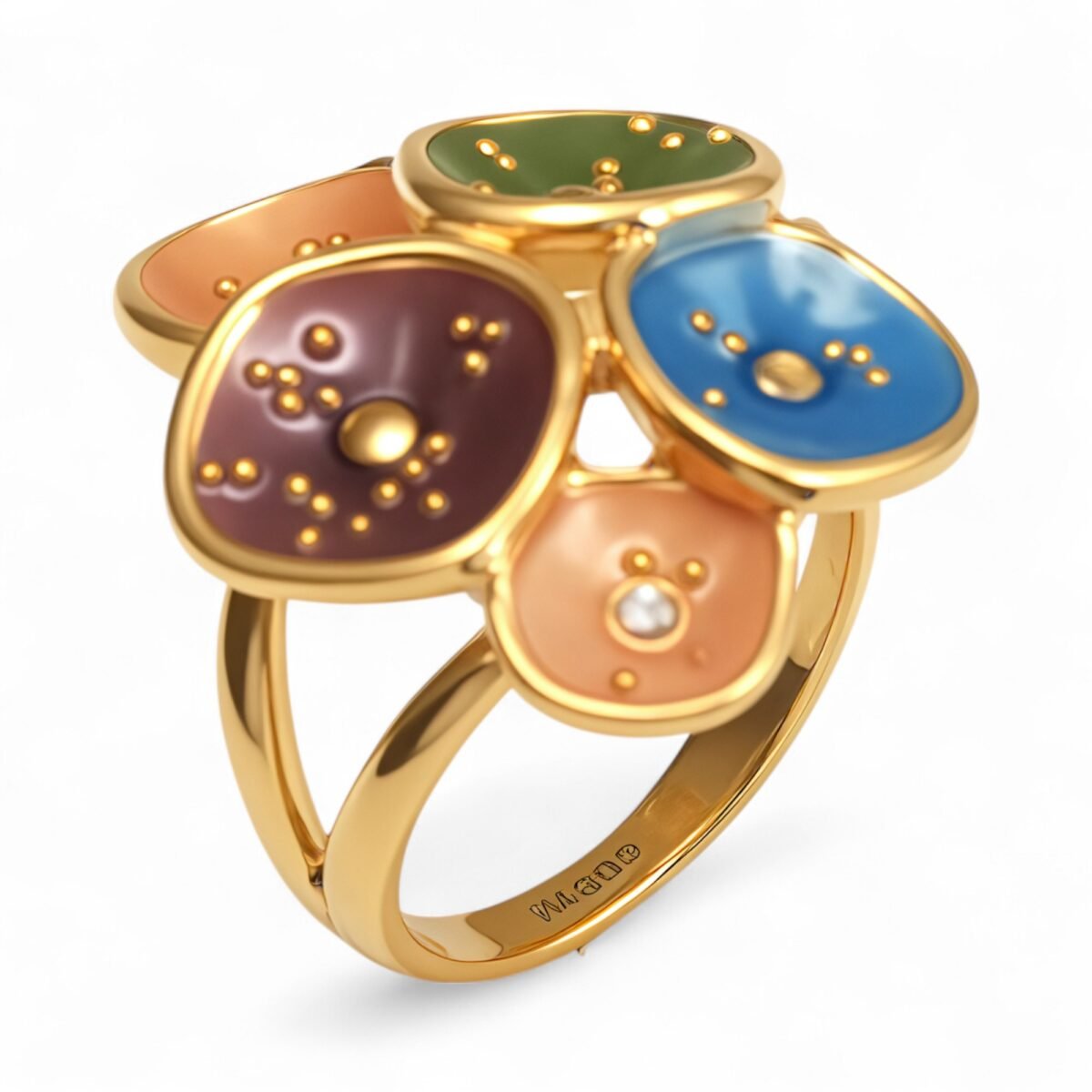 Creative Leaf Design Epoxy Resin Stainless Steel Women's Ring - Image 7