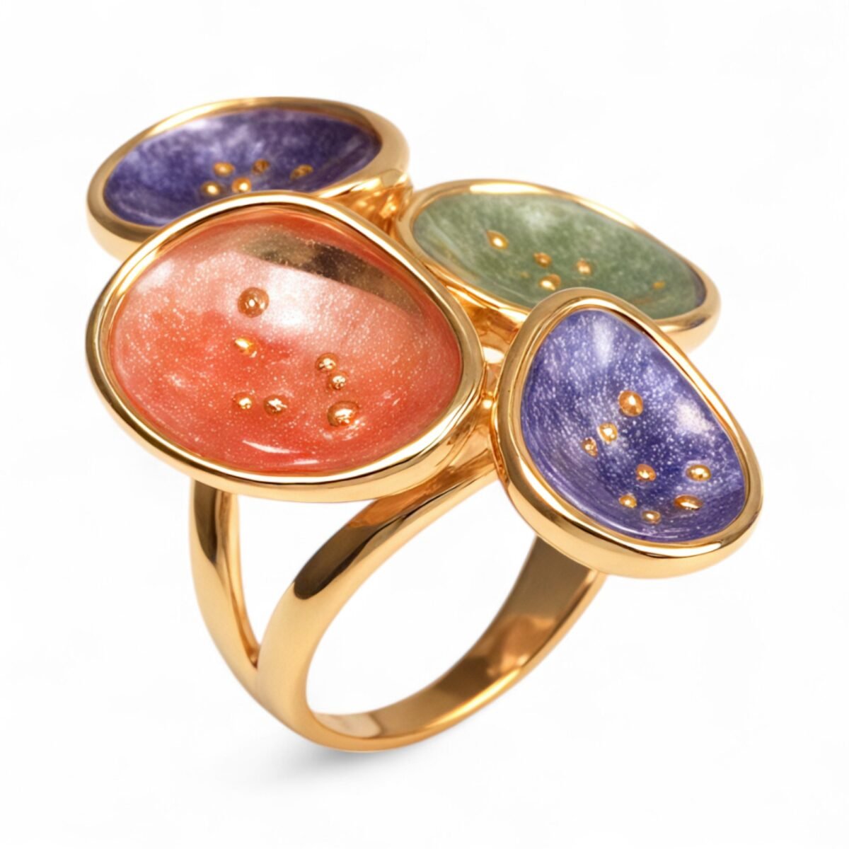 Creative Leaf Design Epoxy Resin Stainless Steel Women's Ring - Image 11