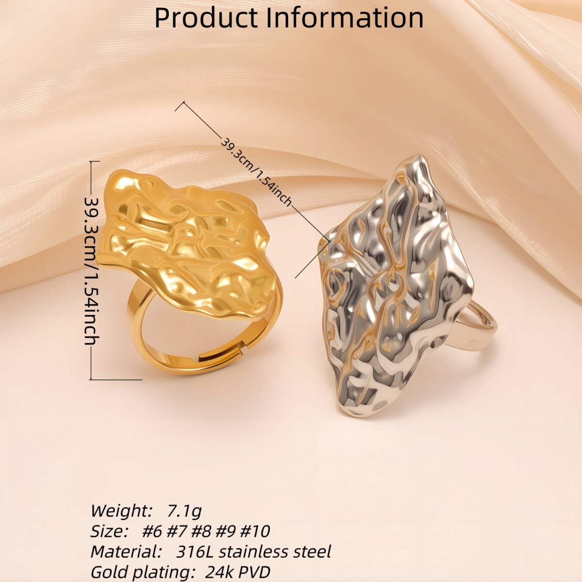 Abstract Style Flowing Shaped Stainless Steel Women's Ring丨G005250 - Image 6
