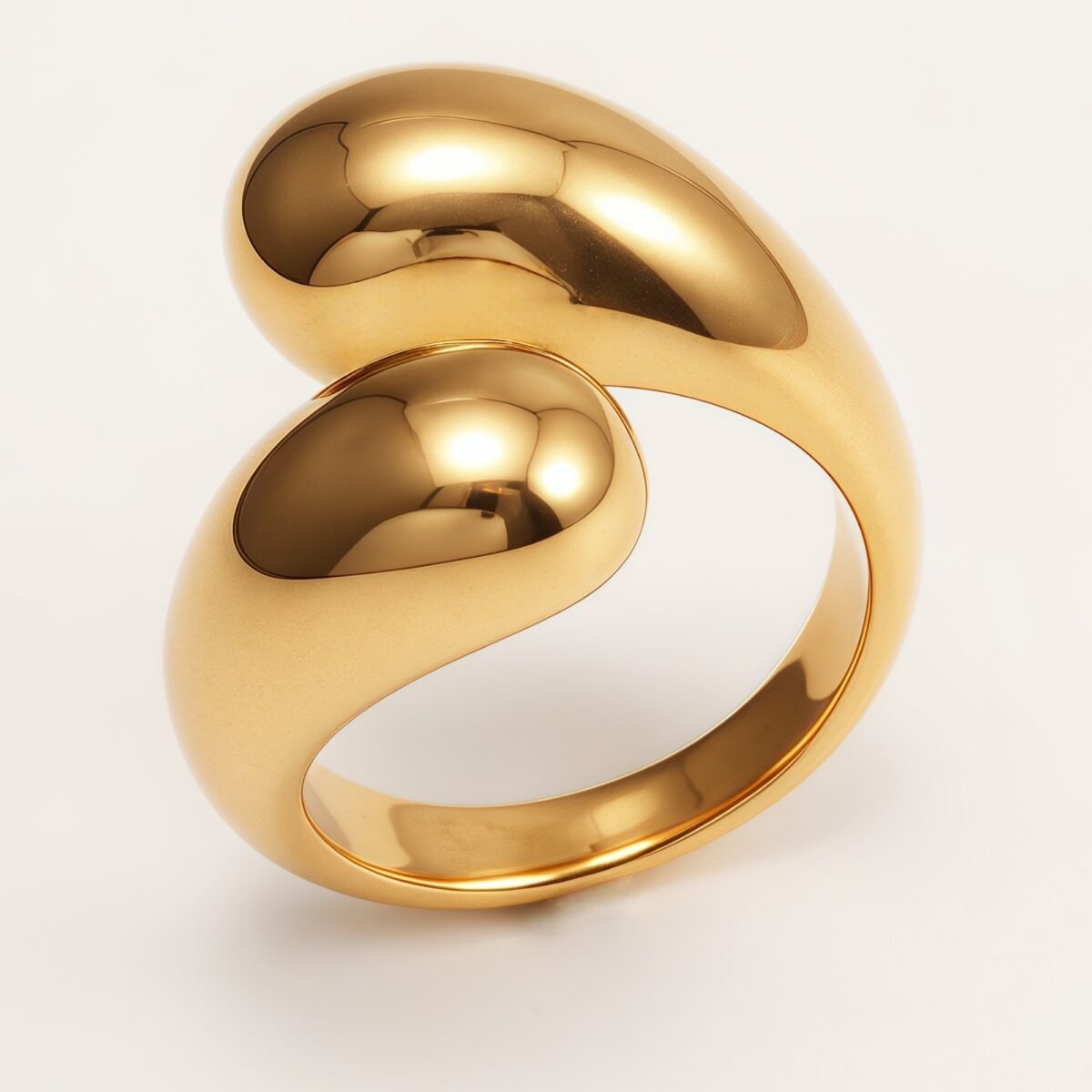 Luxurious Golden Streamlined Open Ring, Exclusive Accessory for Fashion Icons | G003574J - Image 2