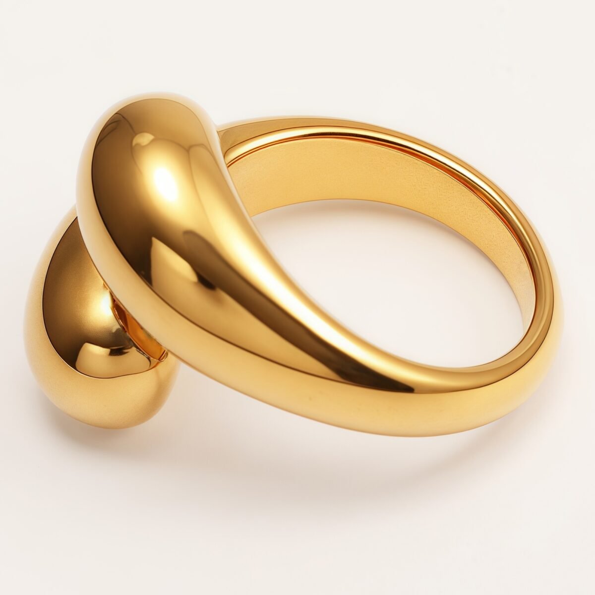 Luxurious Golden Streamlined Open Ring, Exclusive Accessory for Fashion Icons | G003574J - Image 3