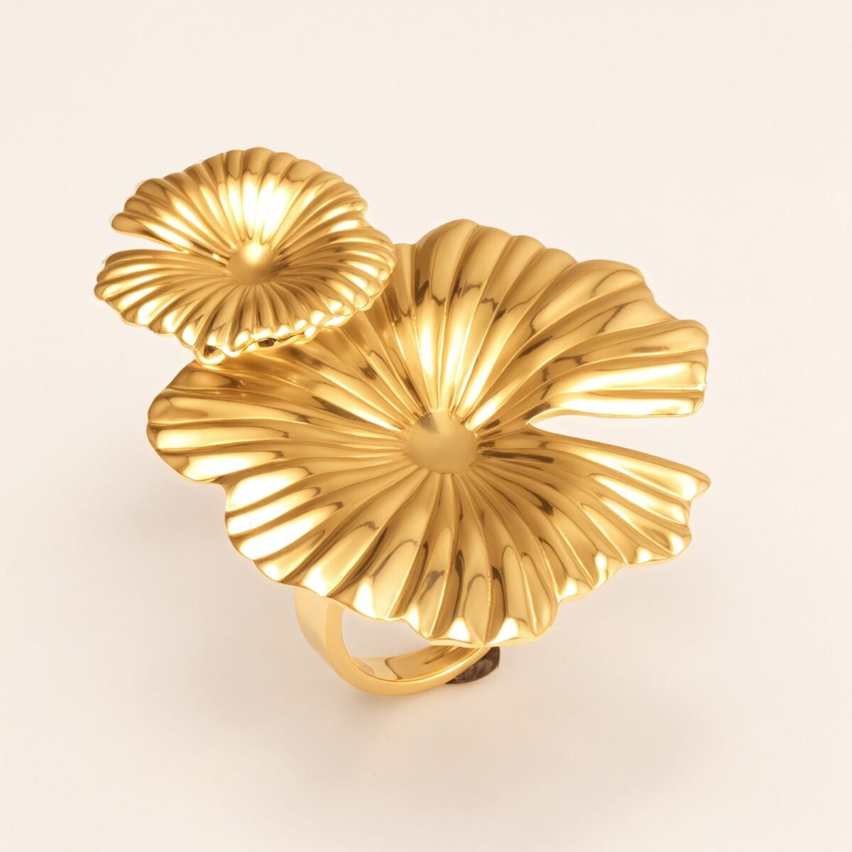 Metal Petal Ring, Women's Fashion Statement Jewelry  | G005415 - Image 4