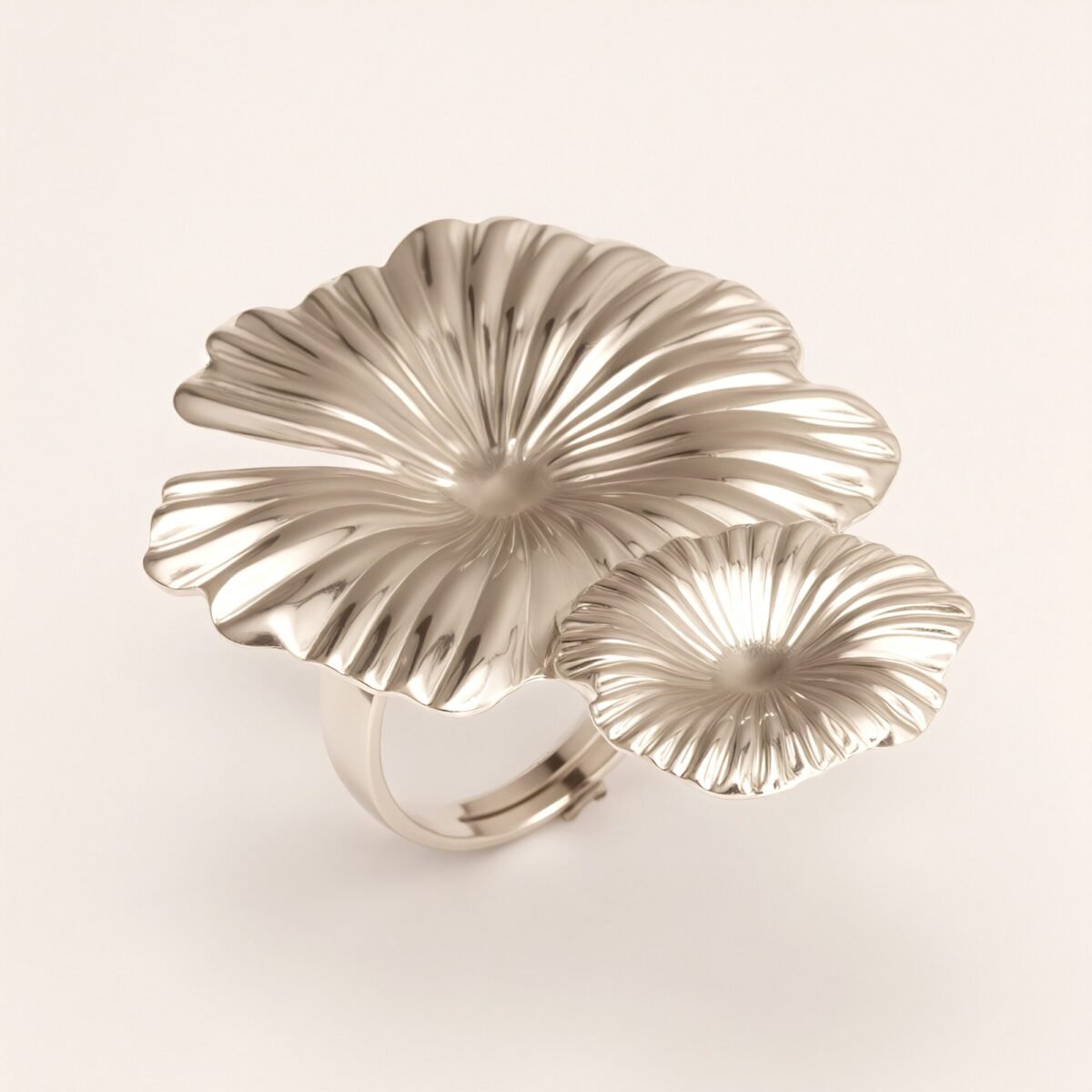 Metal Petal Ring, Women's Fashion Statement Jewelry  | G005415 - Image 5