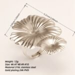 Metal Petal Ring, Women's Fashion Statement Jewelry  | G005415 - Image 2