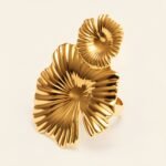 Metal Petal Ring, Women's Fashion Statement Jewelry  | G005415 - Image 3