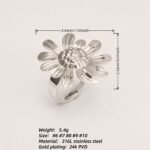 Stainless Steel Daisy Ring, Adjustable Opening, Niche Design, Fashionable Jewelry for Women | G005536 - Image 2
