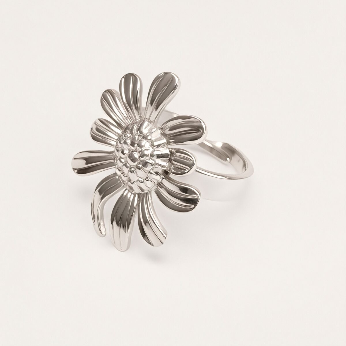 Stainless Steel Daisy Ring, Adjustable Opening, Niche Design, Fashionable Jewelry for Women | G005536 - Image 3