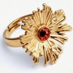 Gold Sunflower Ring with Colorful Gemstones - Retro & Eye - catching Jewelry | G005598 - Image 3