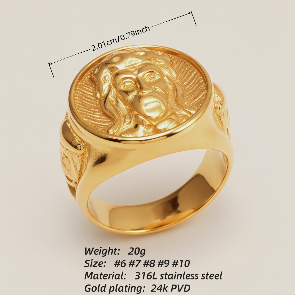 Vintage Portrait - Engraved Rings, Gold & Silver Unisex Statement Jewelry | G00620 - Image 2