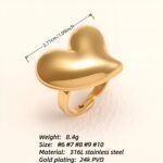 Simple Heart - Shaped Gold Ring, Open - ended Stylish Ring for Women  | G006221J - Image 2
