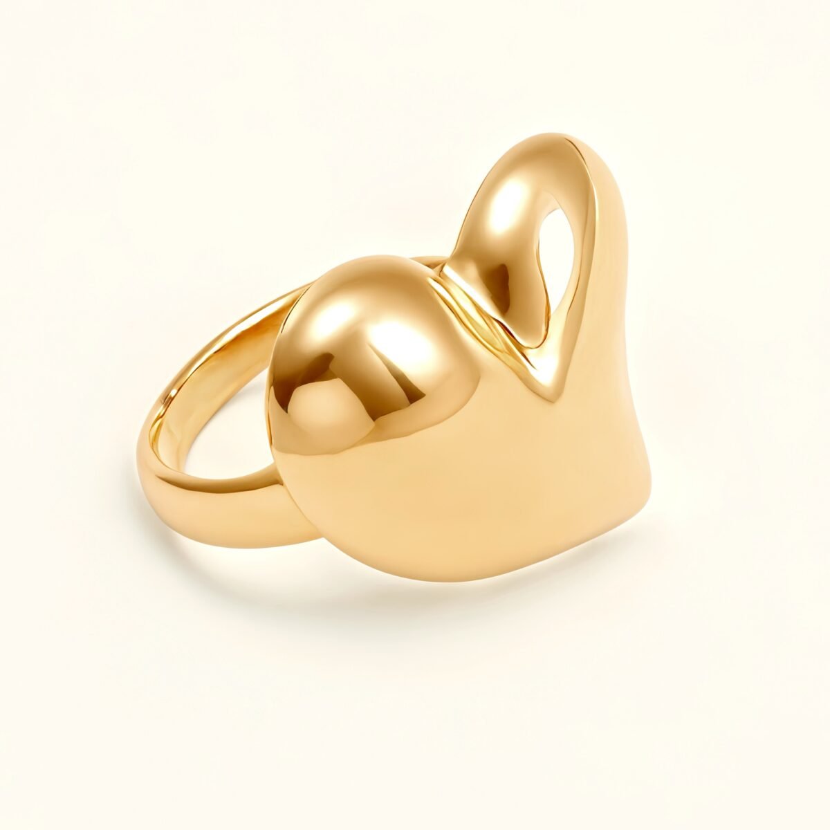 Simple Heart - Shaped Gold Ring, Open - ended Stylish Ring for Women  | G006221J - Image 5