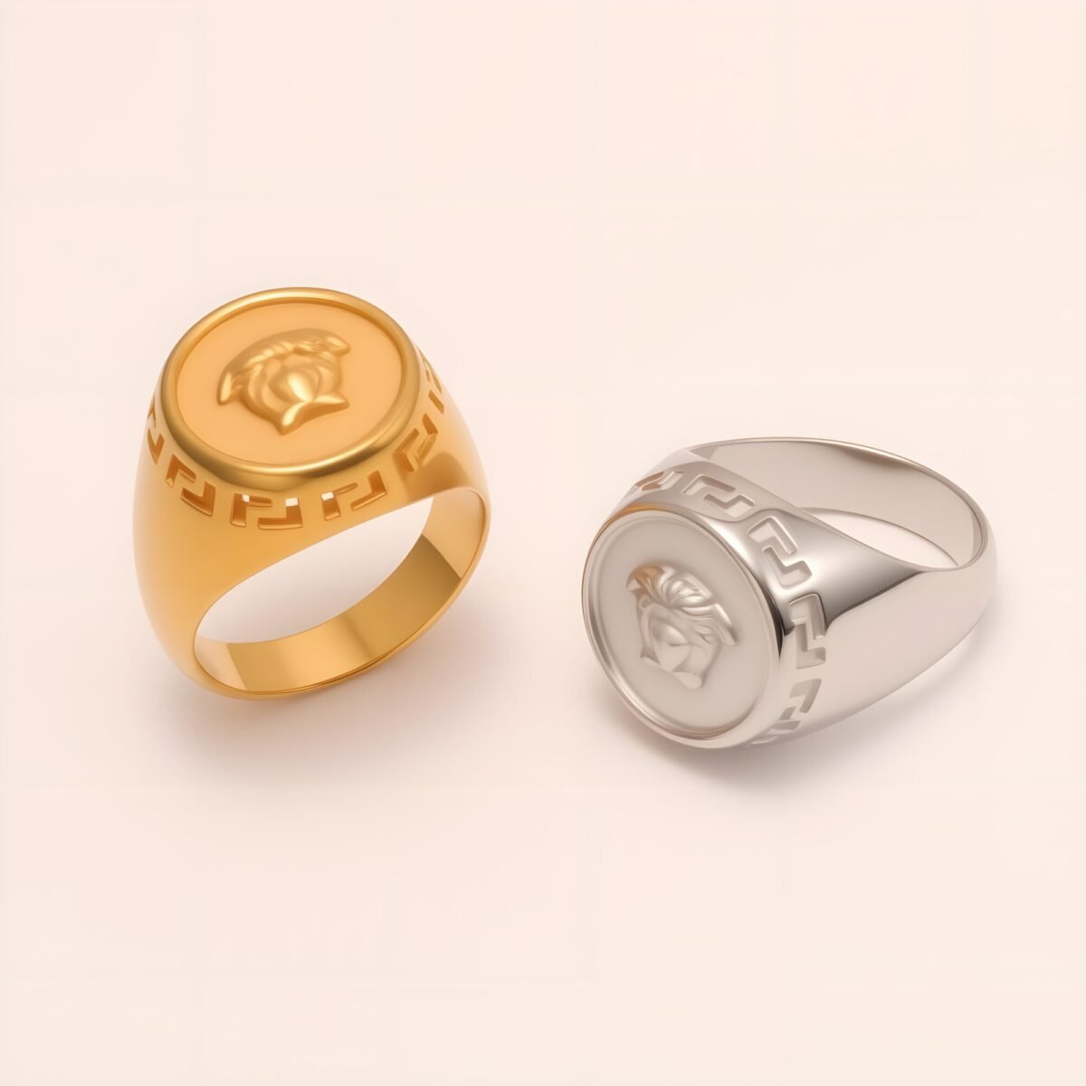 Geometric - decorated Lion - head Stainless Steel Ring - Personalized Jewelry for Men | G00886 - Image 1