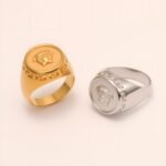 Geometric - decorated Lion - head Stainless Steel Ring - Personalized Jewelry for Men | G00886